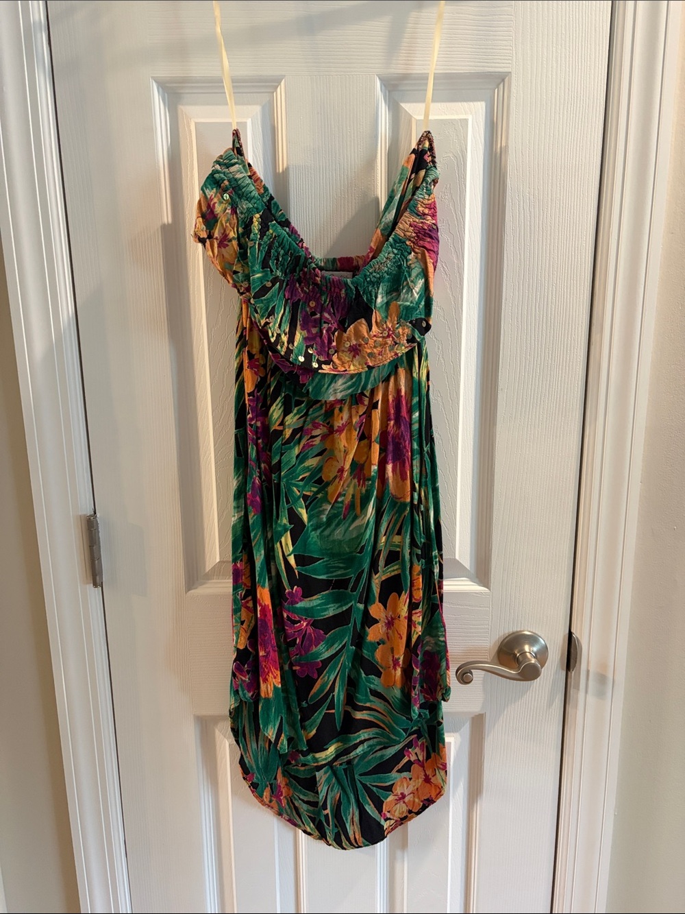 Candie's Green Tropical Floral High-Low Dress